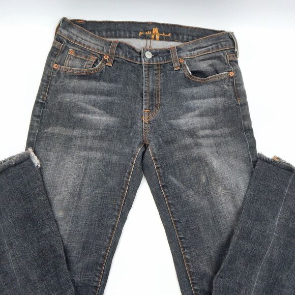 7 For All Mankind Jerome Dahan Bootcut Jeans Size 30 Womens Black Raw Hem - Picture 4 of 12